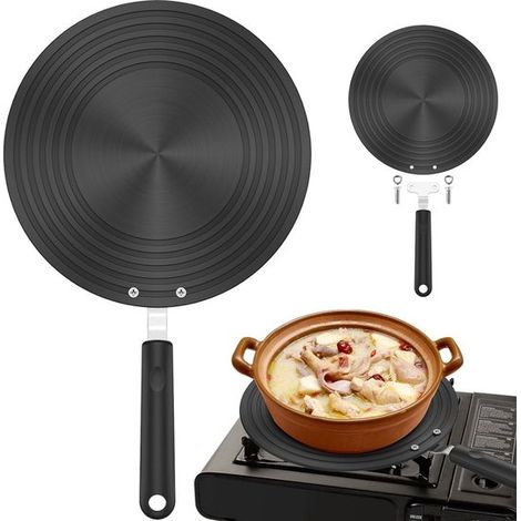 Adaptateur pour plaque à induction, protège-plaque/adaptateur de 24 cm, plaque de répartition de la chaleur avec poignée, diffuseur de chaleur pour protéger les ustensiles de cuisine (1/5)