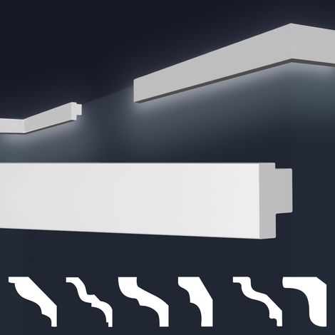 MARBET DESIGN Stuckleisten XPS Styropor weiß 2 Meter Deckenleisten Wandleisten E-Leisten Modelle: 50 Meter / 25 Leisten, E-44 / 20x32mm