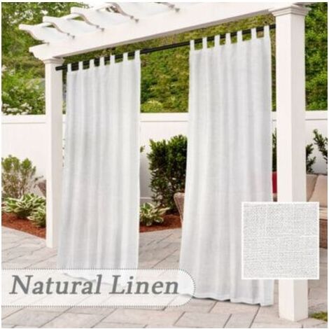 Outdoor-Vorhang, Terrassenvorhang, abnehmbare Klebeschlaufen für einfaches und rutschfestes Aufhängen, wasserdichter Terrassenvorhang (132 x 213 cm - 2 Stück, Weiß) (1/5)