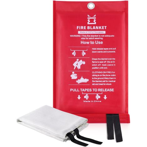 Fireproof Fire Blankets for Home Kitchen - Fiberglass Fire Blanket Ideal for the Stove Garage Office Camping Caravan Grill 1M x1M (1 Fire Blankets) (1/5)