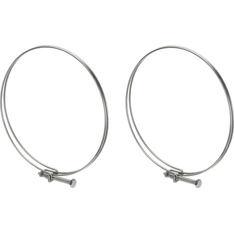 2 Pcs Double Wire Hose Clips 200-210 mm Acier Inoxydable Argent (1/5)