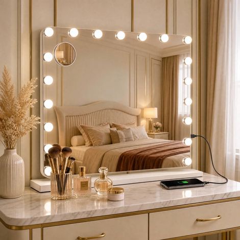 Miroir Maquillage, Hollywood Miroir Coiffeuse Lumineux 80 x 60cm (1/5)