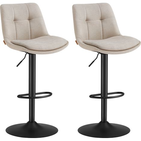 Vasagle – Tabouret de bar pivotant réglable – Lot de 2 – Hauteur assise 65-85,5 cm – Structure acier chromé – Dossier et repose-pieds confortables
