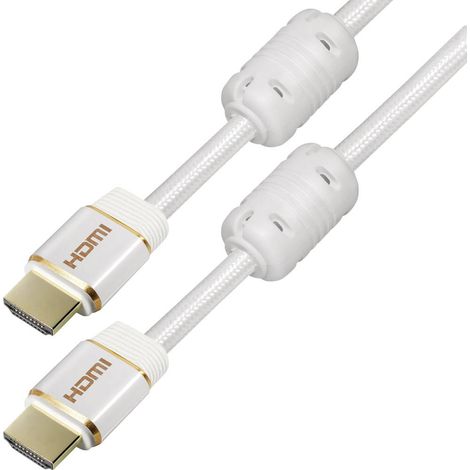 Câble de raccordement Maxtrack HDMI Fiche mâle HDMI-A, Fiche mâle HDMI-A 1.50 m blanc C 216-1,5 L 4K UHD, blindé, canal de retour audio, contacts X293481 (1/2)