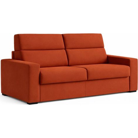 Dmora - Divano letto 2 posti Oprah, Sofà trasformabile per salotto, imbottito, sfoderabile, Qualità 100% Made in Italy, 200x95 h100 cm, Arancione (1/5)