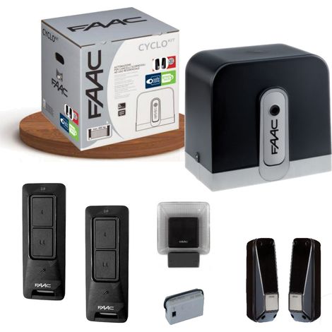 Faac – Kit de motorisation portail coulissant 24V – Charge max 800 kg – Moteur rapide et silencieux – Fonction anti-écrasement