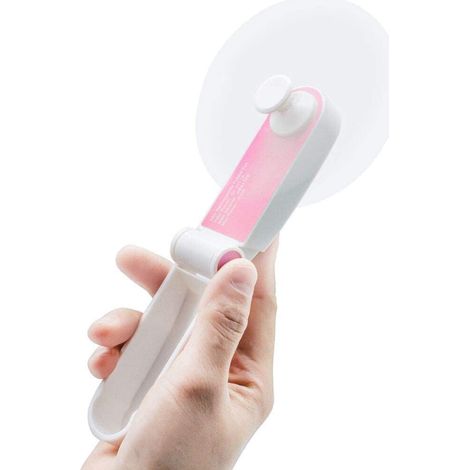Mini ventilateur électrique portatif, ventilateur à main rechargeable, portable, pliable, fonctionnant sur batterie, petit ventilateur de bureau pliable (rose) (1/5)