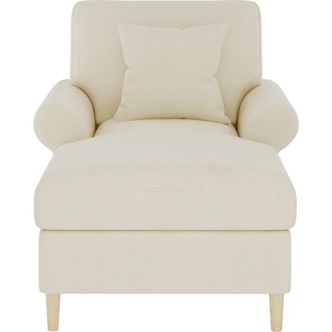 Poltrona relax reclinabile in velluto beige con cuscino, 1 posto, 133 x 90 x 87 cm (1/5)