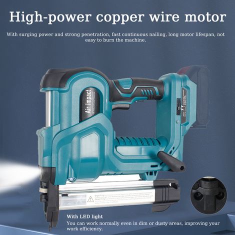 Kabelloser elektrischer Hefter, Nagelmaschine mit 200 32-mm-Nägeln und 200 50-mm-Nägeln, Blau