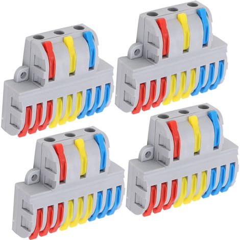 Lot de 5 connecteurs à levier et écrou de répartition de câbles, type 9 vers 3, bornier à connexion rapide SPL-93 (1/5)