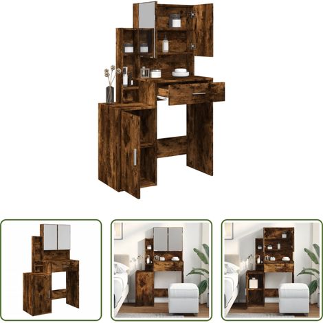 Rangement chambre - Coiffeuse avec armoire chêne fumé 80x35x132 cm (1/5)