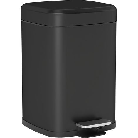 12L Stylish Black Metal Kitchen Bin - Modern Boxy Design for Home Organization