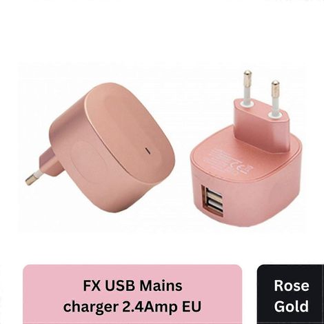 Compatible avec l'adaptateur secteur double USB coloré FX, prise 2,4 ampères, or rose. (1/5)