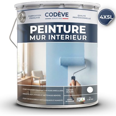 Peinture Mur Interieur - 4x5 L - Codeve Bois - RAL 5024 - Bleu pastel - Pour La Décoration De Votre Salon, Séjour, Cuisine Ou Chambre.