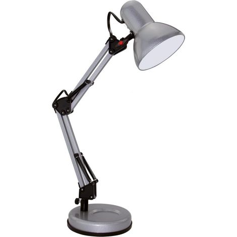 Lampe de Bureau Articulée en Métal – Bras Réglable – Socle Stable – Culot E27 – Grise (1/3)