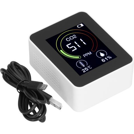 Capteur intelligent CO2 3-en-1, détecteur multifonction infrarouge de qualité d'air, blanc (1/5)