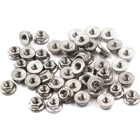 Tuercas de brida M4, tuerca hexagonal con brida en acero inoxidable 304 (50 piezas) (1/5)