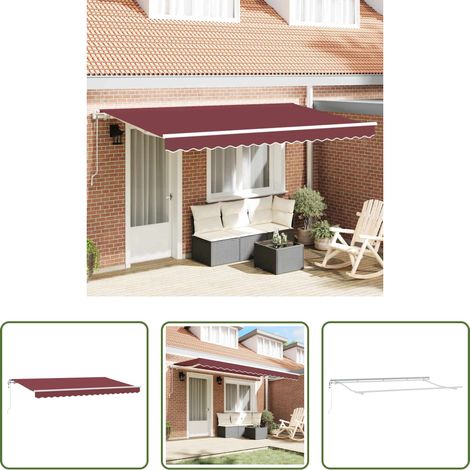 Store rétractable - Auvent Rétractable Bordeaux 350 x 200 cm tissu (1/5)