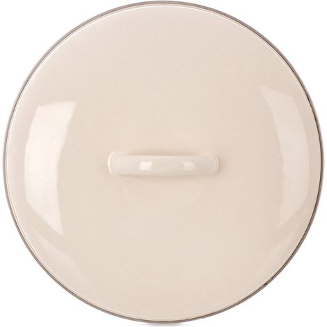22 cm Cream Enamel Pot Lid with Handle (1/5)