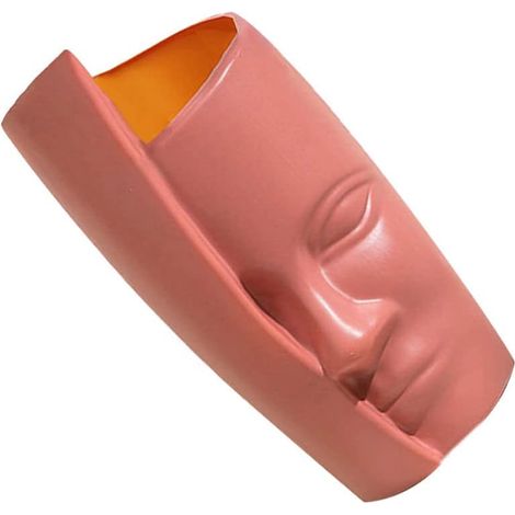 Vase Décoratif Visage en Plastique Rose, Style Artistique (1/5)