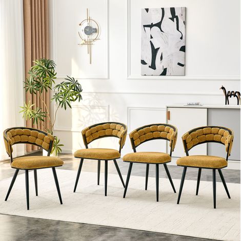 Sedie sala da pranzo set 2 velluto giallo metallo OKMYHOME (1/5)