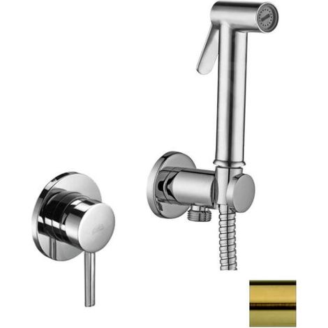 Paffoni Bidet Kit - Mitigeur de bidet encastré, avec douchette et corps, or brossé KITDUP110HGSP (1/2)