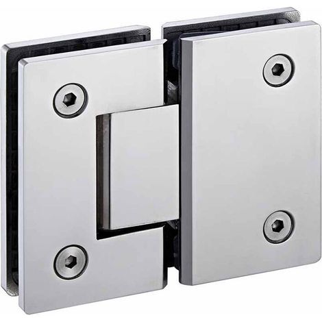 90° Glass Door Clamp Hinge Frameless Wall Mount Clip for 8-10mm Glass Shower Doors with Screw Accessory (1/4)
