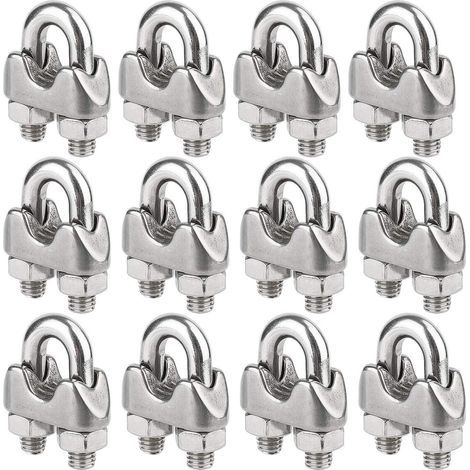 M4 Lot de 12 Serre-câbles étrie en Acier Inoxydable pour Câble Métallique de 4mm Diamètre (1/5)