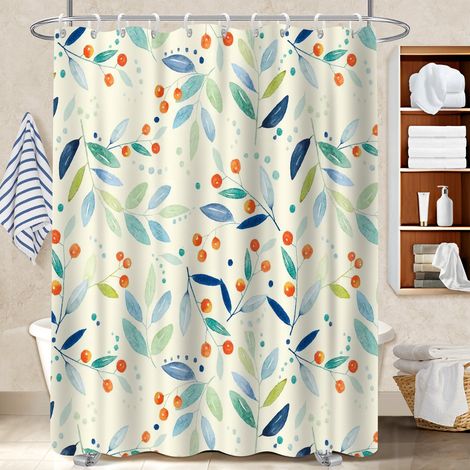 Ensemble rideau de douche polyester avec anneaux 180x180 souple rideau séchage rapide pour appartement (1/5)