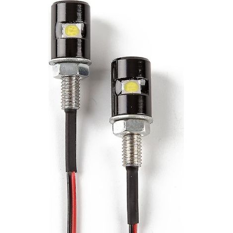 Éclairage de plaque d'immatriculation (lot de 2), fixation par vis, ampoule LED blanche 12 V, étanche, support en aluminium noir (1/4)