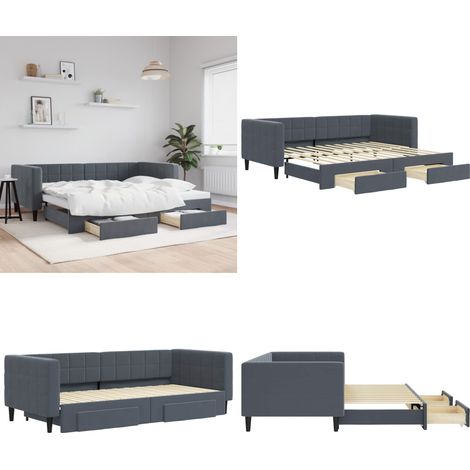 vidaXL Tagesbett Ausziehbar mit Schubladen Dunkelgrau 90x200 cm Samt (1/5)