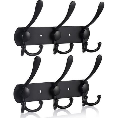 Wandhaken, 9 Haken, Edelstahl, mattschwarze Oberfläche, für Badezimmer (1/5)