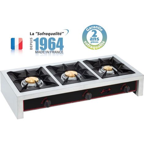 Réchaud Gaz Professionnel - 3 feux - 21000 W - Sofraca