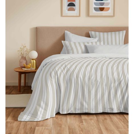 Pack complet housse de couette réversible "Vanessa" 6 pièces pour lit 160 x 200 Florence Naturel