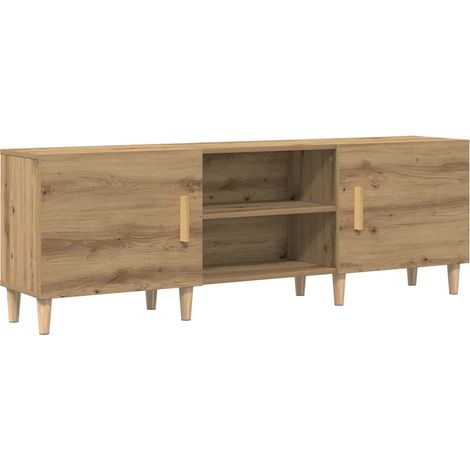 Meuble TV rectangulaire moderne 150 x 30 x 50 cm avec rangement pratique style contemporain en bois chêne artisanal (1/5)