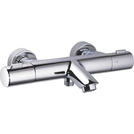 Eurosanit – Mitigeur thermostatique de baignoire – Finition chrome – Entraxe 150 mm – Corps en laiton – Cartouche thermostatique – Design classique