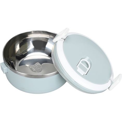 Boîte-repas isotherme en acier inoxydable 304 portable, idéale pour école, bureau et plein air - Modèle monocouche bleu nordique