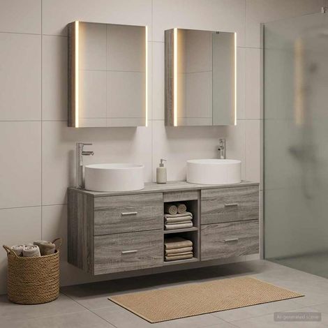 vidaXL Bathroom Furniture Set 5 pcs Grey Sonoma (1/5)