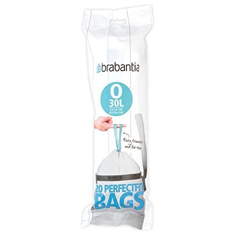 BRABANTIA SACS POUBELLE ÉTROITS, TAILLE F, 20 L, PLASTIQUE, BLANC, 30 L/SIZE O (1/3)