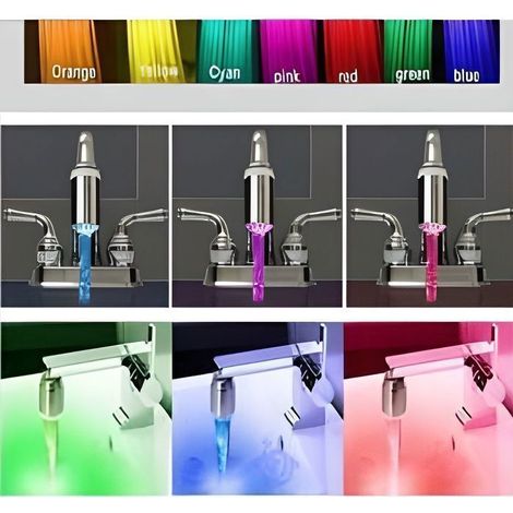 Embout lumineux à LED pour mitigeur robinet - 7 couleurs (1/4)