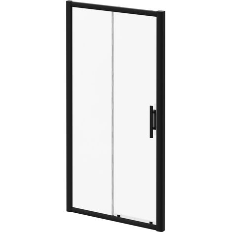 Series 8 Plus Matt Black 1000mm Sliding Shower Door (1/5)