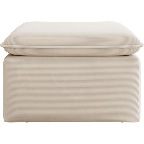 Pouf in Velluto a coste sottili Beige - TEODORA (1/4)