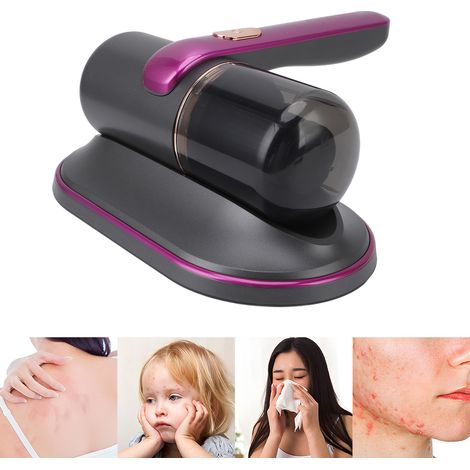 Potente aspiradora de colchón portátil e inalámbrica, color morado, con 2 velocidades y depósito extraíble de 185 ml. (1/5)