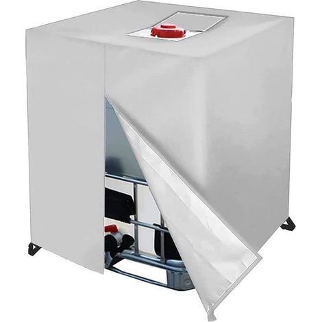 KLVGTIFS PU - Bâche de Réservoir d'eau IBC 1000L,420D Bache pour Cuve IBC, 120x100x116cm Bâche Recuperateur d Eau de Pluie, Anti-UV Anti,Argent (1/5)
