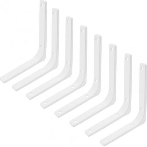 8-teiliges Set weißer Metall-Regalhalterungen, Wandmontierte Eisenregalträger, Unsichtbare Wandhalterungen, Schwerlastausführung, 150 x 125 x 7,5 mm, Wandmontierte Regalträger für Küchenregale (150 x (1/5)