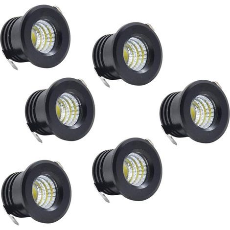 Lot de 6 Mini Spots encastrables au Plafond LED Noirs Mini Spot LED pour plafonnier d'armoire, 3 W, Blanc Chaud-AIMOONSA (1/5)