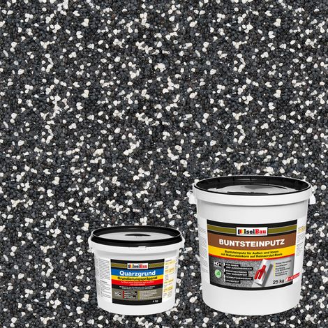 IsolBau Kit de plâtre mosaïque Mosaikputz BP33 25 kg + apprêt à quartz Quarzgrund 4 kg (1/2)