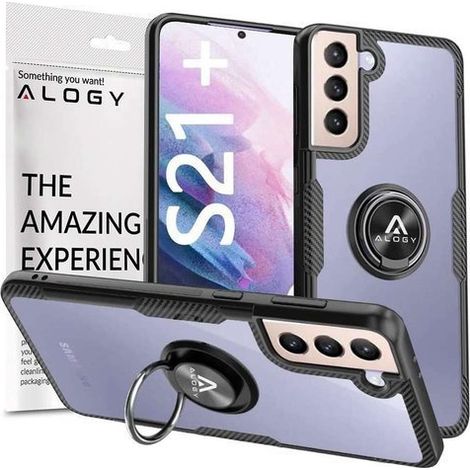 Étui transparent Alogy avec support pour anneau pour Samsung Galaxy S21 Plus noir (1/5)
