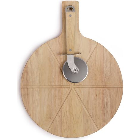 Set a pizza - LIVOO - MES138 - 40 x 30 x 1,5 cm - 1 roulette a pizza - En bois d'hévéa (1/5)
