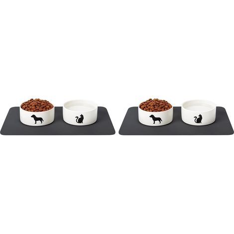 Lot de 2 Tapis pour Gamelle Antidérapant Imperméable 30x40 cm pour Chien et Chat